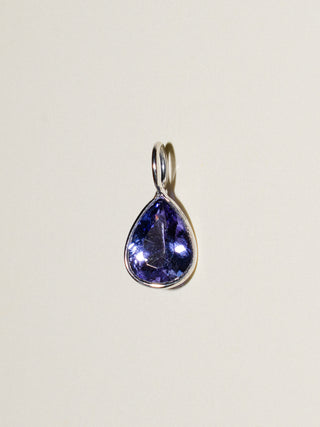 Emperor Tanzanite Teardrop Cut Charm in White 14k Gold