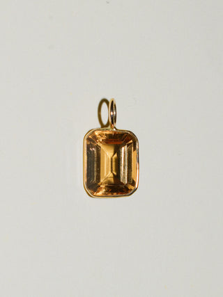 Gilded Golden Beryl Emerald Cut Charm in Yellow 14k Gold