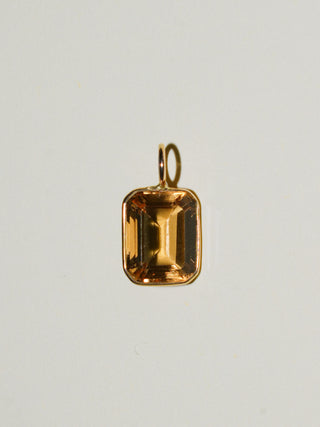 Gilded Golden Beryl Emerald Cut Charm in Yellow 14k Gold
