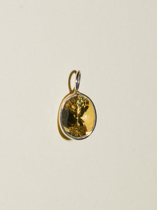Dandelion Yellow Beryl Oval Cut Charm in Sterling Silver