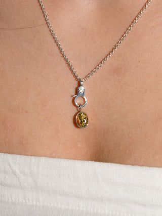 Dandelion Yellow Beryl Oval Cut Charm in Sterling Silver