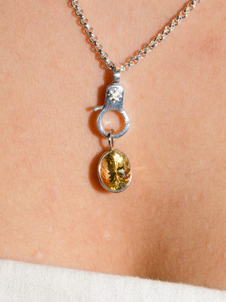 Dandelion Yellow Beryl Oval Cut Charm in Sterling Silver