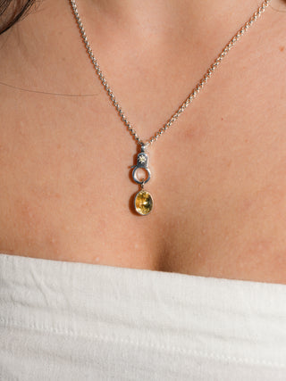 Dandelion Yellow Beryl Oval Cut Charm in Sterling Silver