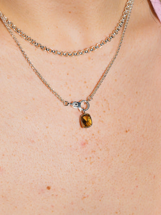 Winner Yellow Beryl Cushion Cut Charm in Sterling Silver