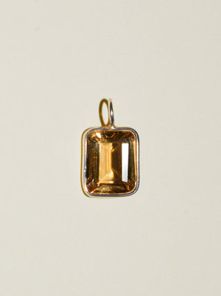 Meryl Golden Beryl Emerald Cut Charm in Sterling Silver
