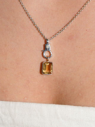 Meryl Golden Beryl Emerald Cut Charm in Sterling Silver