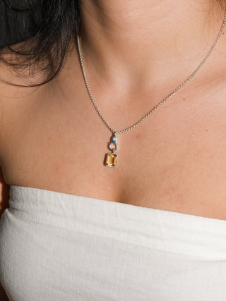 Meryl Golden Beryl Emerald Cut Charm in Sterling Silver