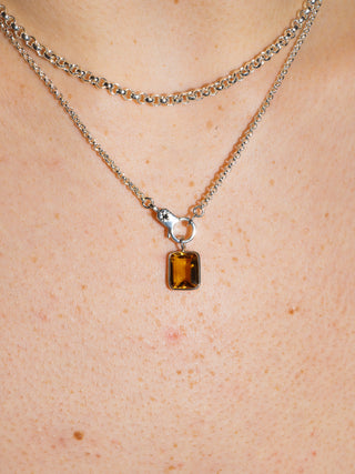 Stay Golden Beryl Emerald Cut Charm in Sterling Silver