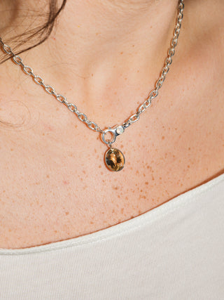 Over the Horizon Yellow Beryl Oval Cut Charm in Sterling Silver