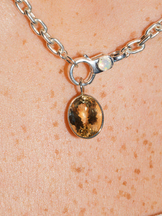 Over the Horizon Yellow Beryl Oval Cut Charm in Sterling Silver