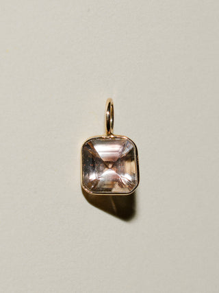 Blushing Sunstone Square Cut Charm in 14k Yellow Gold