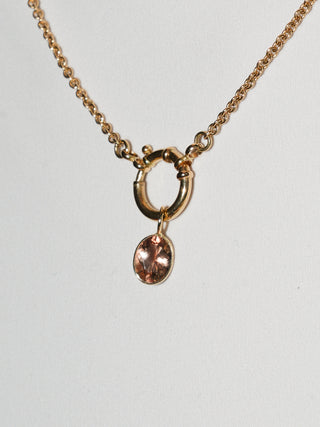 Peachy Sunstone Oval Cut Charm in 14k Yellow Gold