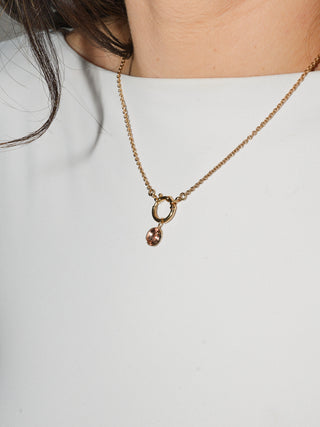 Peachy Sunstone Oval Cut Charm in 14k Yellow Gold