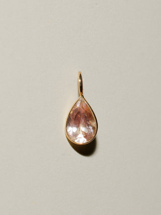 Melon Sunstone Teardrop Cut Charm in 14k Yellow Gold