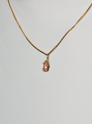 Melon Sunstone Teardrop Cut Charm in 14k Yellow Gold