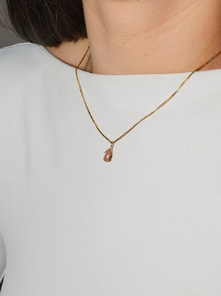 Melon Sunstone Teardrop Cut Charm in 14k Yellow Gold