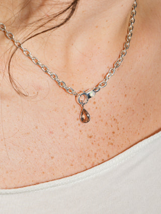 Kiss the Sunstone Teardrop Cut Charm in White 14k Gold