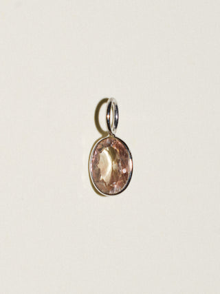 Baby Love Sunstone Oval Cut Charm in White 14k Gold