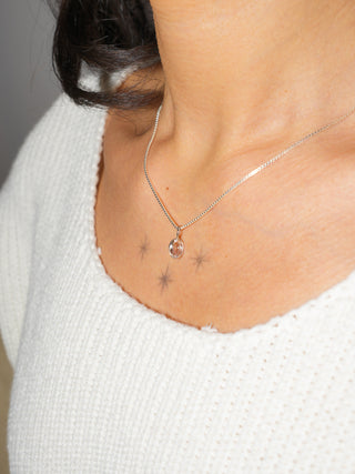 Baby Love Sunstone Oval Cut Charm in White 14k Gold