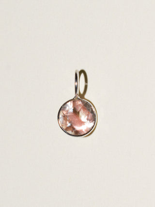 Bossy Glossy Sunstone Round Cut Charm in White 14k Gold