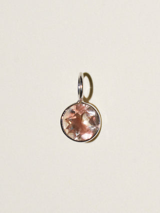 Bossy Glossy Sunstone Round Cut Charm in White 14k Gold