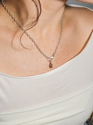 Miss the Sunstone Teardrop Cut Charm in White 14k Gold