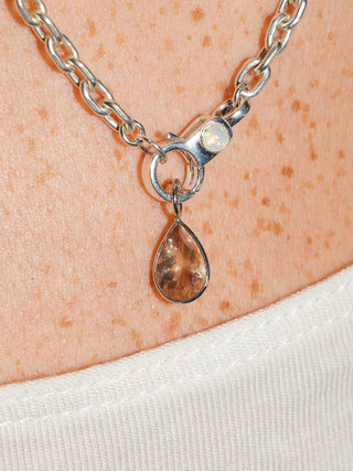 Miss the Sunstone Teardrop Cut Charm in White 14k Gold
