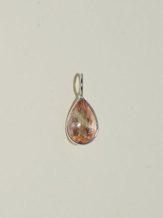 Miss the Sunstone Teardrop Cut Charm in White 14k Gold
