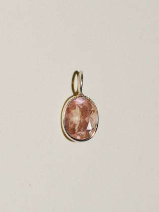 Radiant Sunstone Oval Cut Charm in Sterling Silver