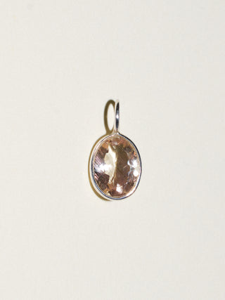 Pale Peach Sunstone Oval Cut Charm in Sterling Silver