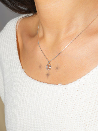 Pale Peach Sunstone Oval Cut Charm in Sterling Silver