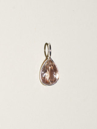 Creame Sunstone Pear Cut Charm in White 14k Gold