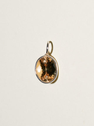 Light Saffron Yellow Beryl Oval Cut Charm in Sterling Silver