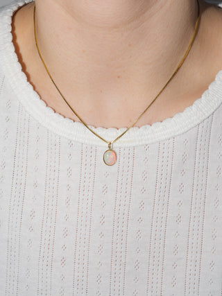 Fairy Dust Opal Oval Cabochon Charm in Yellow 14k Gold