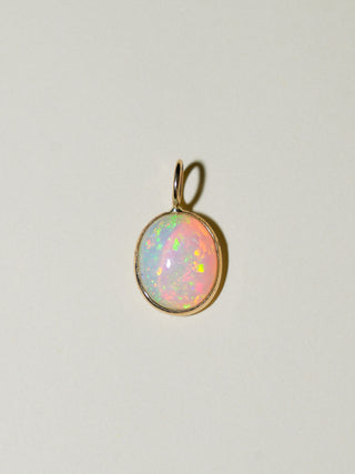 Fairy Dust Opal Oval Cabochon Charm in Yellow 14k Gold