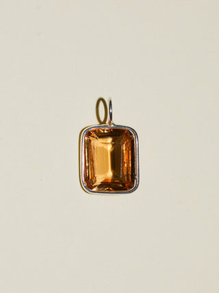 Mangoey Golden Beryl Emerald Cut Charm in Sterling Silver