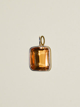 Mangoey Golden Beryl Emerald Cut Charm in Sterling Silver