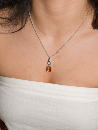 Mangoey Golden Beryl Emerald Cut Charm in Sterling Silver