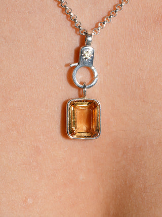 Mangoey Golden Beryl Emerald Cut Charm in Sterling Silver