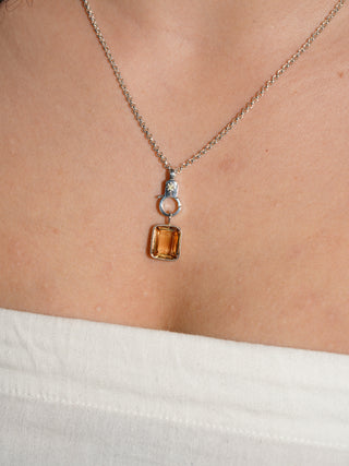 Mangoey Golden Beryl Emerald Cut Charm in Sterling Silver