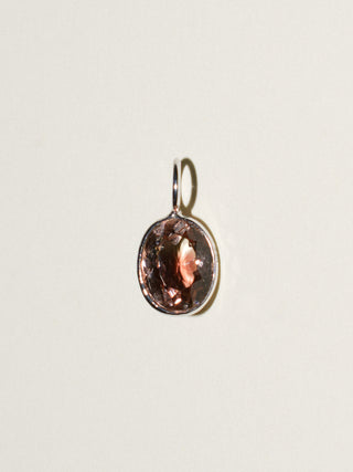 Soft Peach Sunstone Oval Cut Charm in White 14k Gold