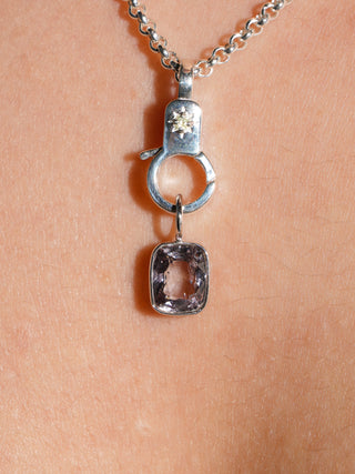 Hya Sis Spinel Cushion Cut Charm in White 14k Gold
