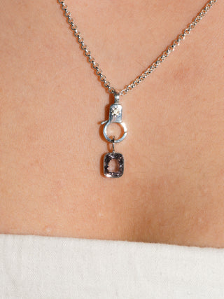 Hya Sis Spinel Cushion Cut Charm in White 14k Gold