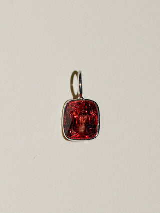 Flame Point Spinel Cushion Cut Charm in White 14k Gold