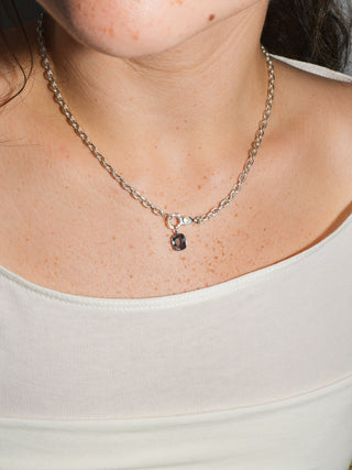 Treacle Navy Spinel Cushion Cut Charm in White 14k Gold