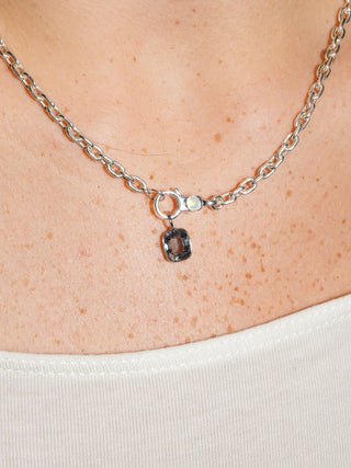 Treacle Navy Spinel Cushion Cut Charm in White 14k Gold