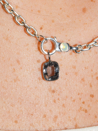 Treacle Navy Spinel Cushion Cut Charm in White 14k Gold