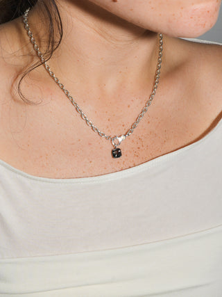 Licorice Navy Spinel Cushion Cut Charm in White 14k Gold