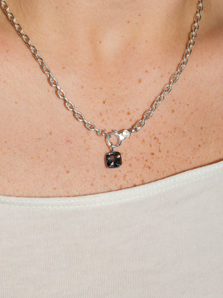 Licorice Navy Spinel Cushion Cut Charm in White 14k Gold