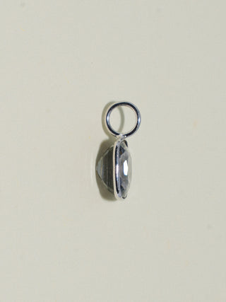 Licorice Navy Spinel Cushion Cut Charm in White 14k Gold
